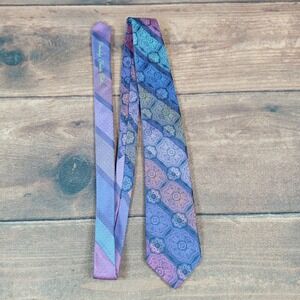 Robert Graham Men Silk Tie Purple Blue Psychedelic Floral Knowledge Wisdom Truth